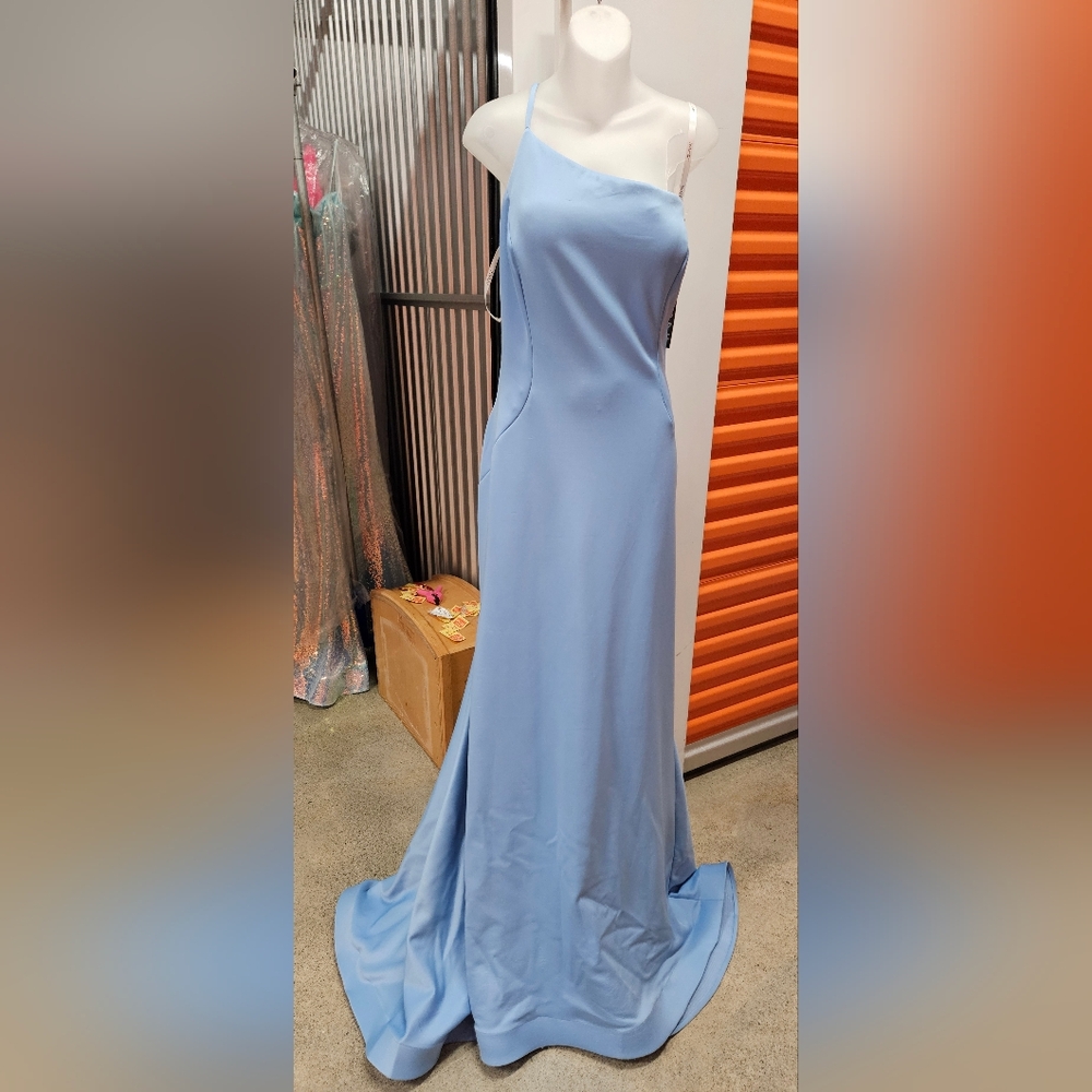 Jovani #06369 Elegant Peri One Shoulder Evening Gown, Sizes 12 And 20
